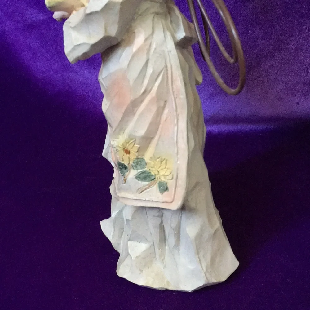 Resin Angel Holding Basket of Flowers